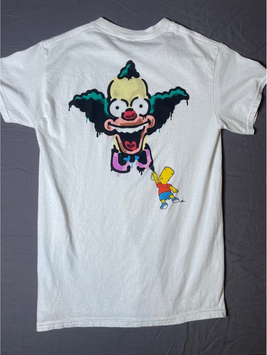 Tops - The Simpsons 90s Krusty The Clown and Bart White Graphic Tee Womens Small- 146